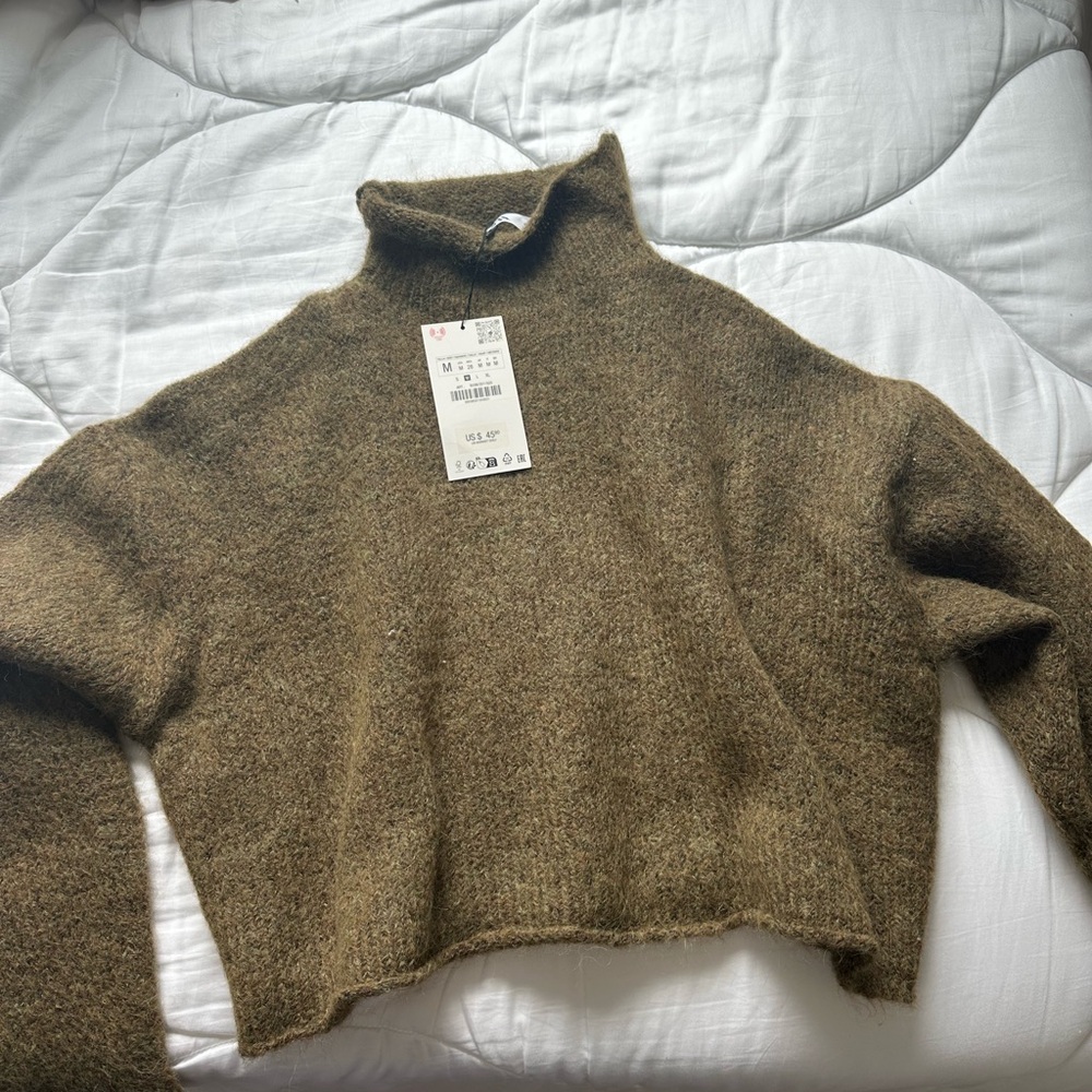 Zara Cozy Brown Turtleneck Sweater